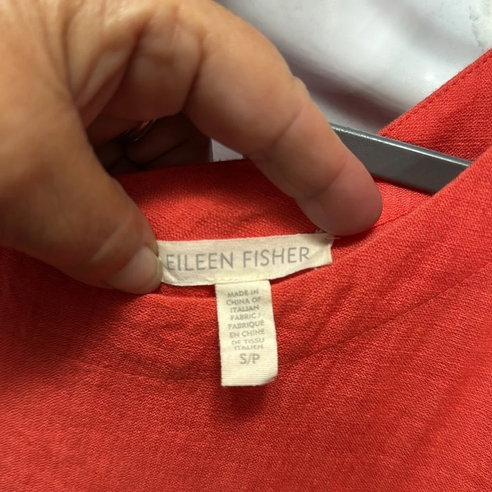 Eileen Fisher Organic Linen Tencel Crepe Dress Sz Small - Picture 4 of 5